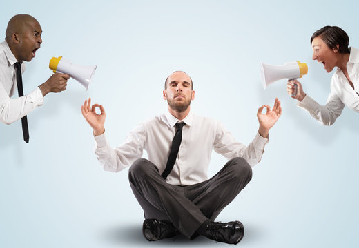 Impassive businessman despite the screams