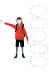 登山着を着る女性