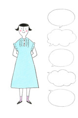 青いワンピースを着た女の子