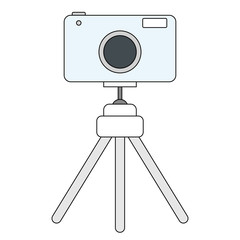 Camera on a tripod line style illustration