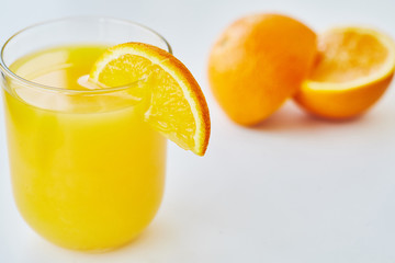 Orange juice on the white background