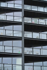 Obraz premium facade detail of modern building with balconies,