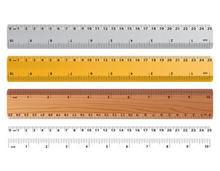Rulers and ruler size indicators. Measure Tools Equipment. Realistic vector 3d illustration.