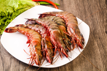 Raw big tiger prawn