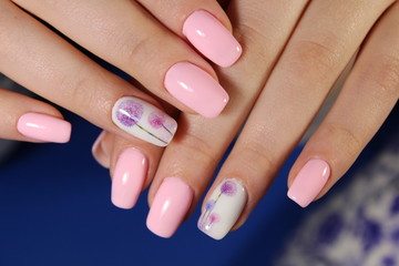 beautiful pink manicure