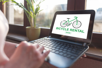 Bicycle rental concept on a laptop screen