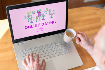 Online dating concept on a laptop