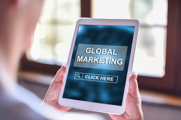 Global marketing concept on a tablet