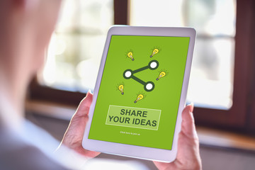 Ideas sharing concept on a tablet