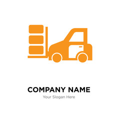 Packages transportation on a truck company logo design template