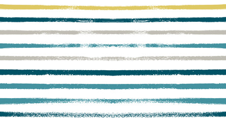 Summer Sailor Stripes Seamless Vector Pattern. Autumn Colors Textile Blue, Ocher, White, Yellow, Brown, Gray Print. Hipster Vintage Retro Stripes Design. Creative Horizontal Banner. Watercolor Prints