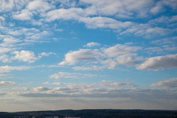 cityscape view. cloudy day. city horizon line with clouds. copy space.