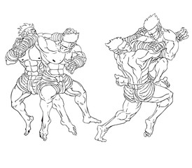 Muay thai or thai kickboxing. Martial art vector and illustration