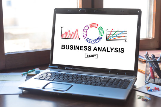 Business analysis concept on a laptop screen