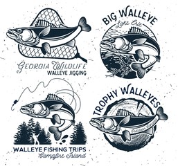 Vintage Walleye Fishing Emblems and Labels. - 201258555