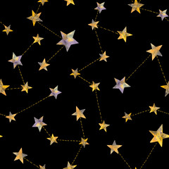 watercolor constellations. seamless pattern on a black background - 201261116