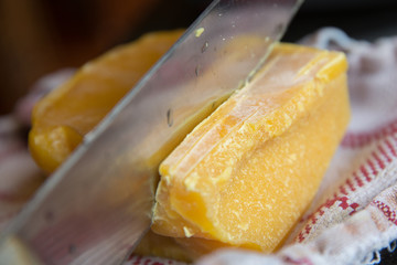Knife in beeswax