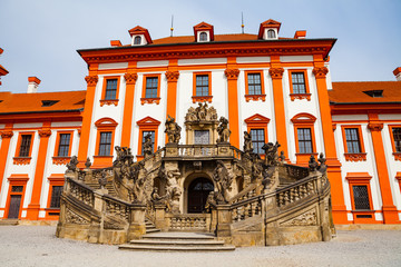Naklejka premium PRAGUE, CZECH REPUBLIC - APRIL, 30, 2017: Details of Troja Palace, hosts the 19th century Czech art collections of the City Gallery.