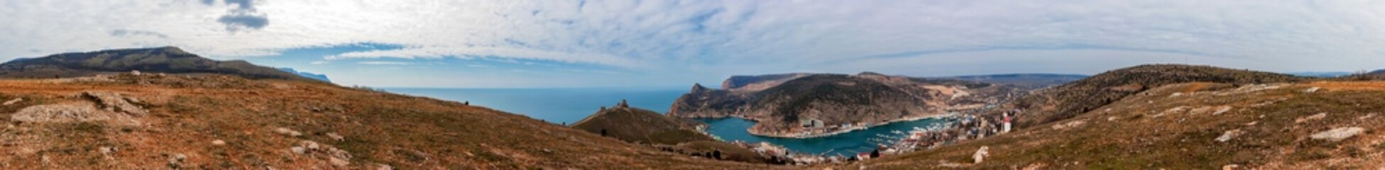 Fototapeta na wymiar Panorama of the Balaklava bay in Crimea, Russia