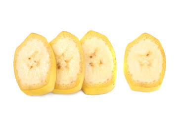 fresh sliced banana isolated on white background. Healthy food. Top view