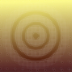 Abstract white dart board pattern on gradient gold background, white tiny square texture. Vector illustration. Use as background in graphic design or presentation slide. Target and goal concepts.