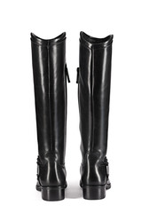 Back view of classic black autumn female shoes