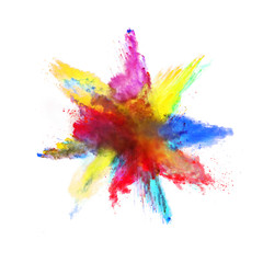 Fototapeta na wymiar Abstract colored powder explosion on white background