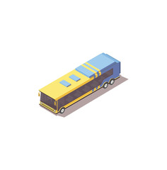 yellow bus in isometric on a white background, vector low-poly illustration, public transport, route movement