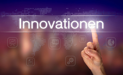 A businessman pressing a Innovations 