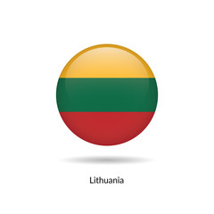 Lithuania flag - round glossy button. Vector Illustration.