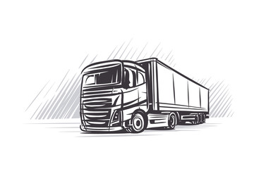 Illustration of a truck and abstract background. Vector.  - obrazy, fototapety, plakaty