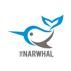 Narwhal fish logo design template vector illustration © eborigin