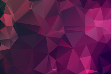 Abstract multicolored polygon, low polygon background. Transfusion of color. Geometric Pattern. Red, pink, lilac, burgundy, saturated