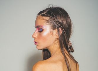 Beauty and fashion girl. Beauty salon for female makeup and hairstyle