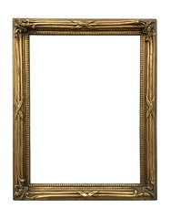 Golden vintage frame isolated on white background