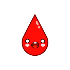 Funny and cute red hot water drop smiling Flat style Vector Illustration EPS