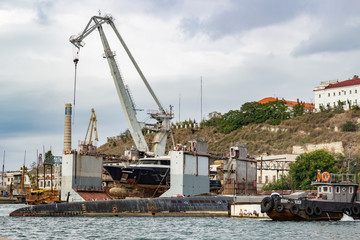 Submarines in Sevastopol Bay, Crimea
