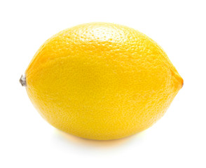 single ripe yellow lemon isolated on white background