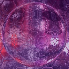 Abstract hex globe watercolor texture background. Purple grunge creative artwork.