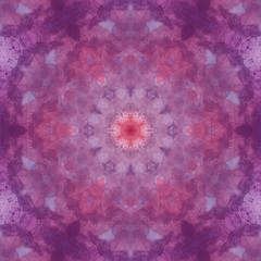 Abstract kaleidoscope watercolor texture background. Purple grunge creative artwork. Sacred geometry art.