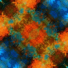 Abstract geometric watercolor texture background. Orange and blue grunge creative artwork.