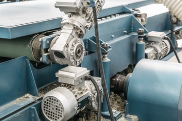 Industrial automotive machine tool equipment close up, industry manufacturing metalwork background