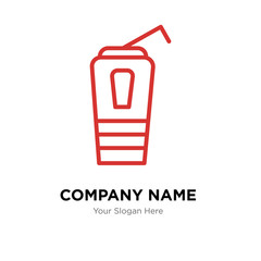 Paper cup with a drinking straw company logo design template