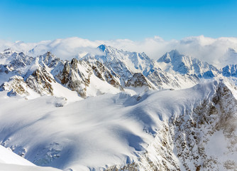 Wintertime view from Mt. Titlis in Switzerland