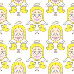 Cute angel seamless pattern