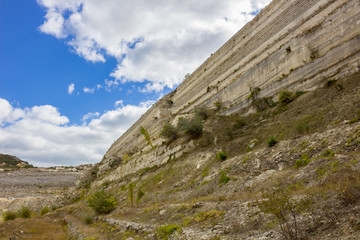 Fototapeta na wymiar Worked out Limestone quarry 