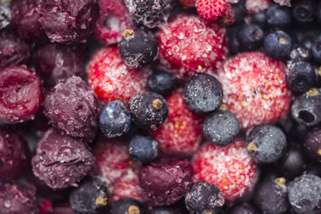 Frozen berries: cherries, raspberries, blueberries, blackberries and strawberries. Fruit from the refrigerator