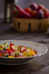 Vegetables salad on a white plate