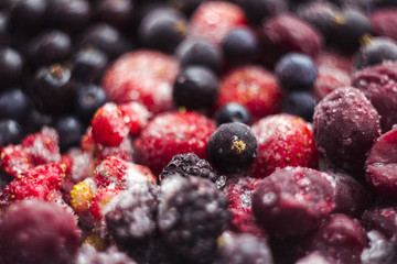 Frozen berries: cherries, raspberries, blueberries, blackberries and strawberries. Fruit from the refrigerator