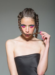 Beauty and fashion girl. Beauty salon for female makeup and hairstyle